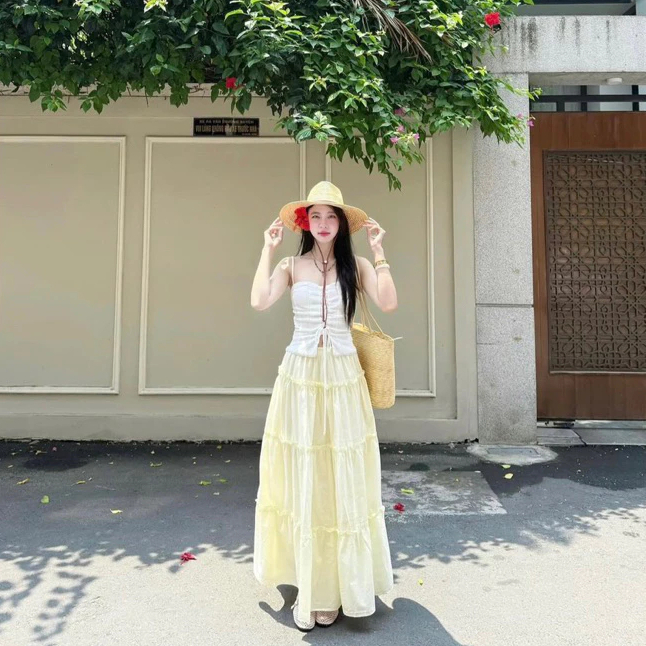 (Hàng L1, có sẵn) Chân váy bèo tầng dáng dài mùa hè chất xô mềm DORY SKIRT | BigBuy360 - bigbuy360.vn