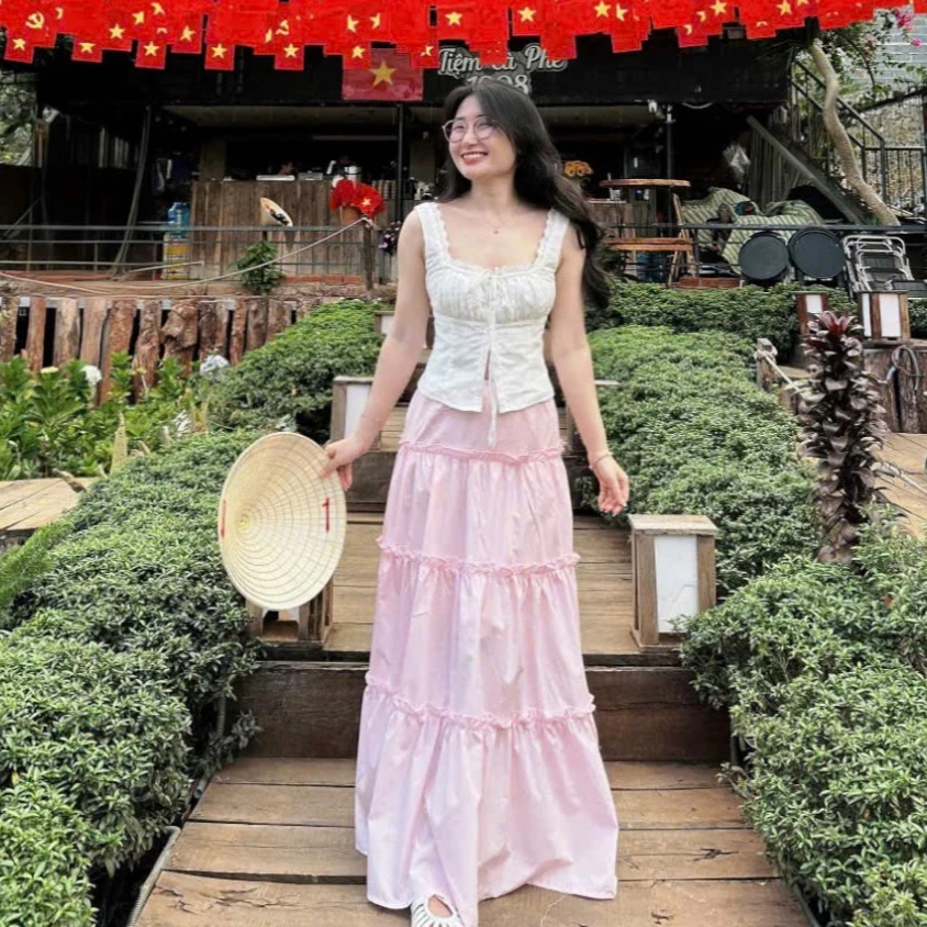 (Hàng L1, có sẵn) Chân váy bèo tầng dáng dài mùa hè chất xô mềm DORY SKIRT | BigBuy360 - bigbuy360.vn