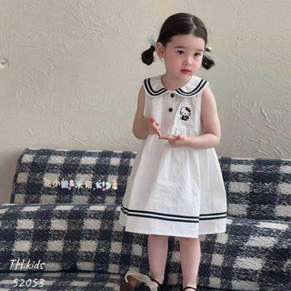 Váy thô cổ thuỷ thủ thêu hello kitty cho bé gái