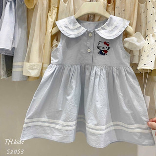 Váy thô cổ thuỷ thủ thêu hello kitty cho bé gái