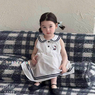 Váy thô cổ thuỷ thủ thêu hello kitty cho bé gái