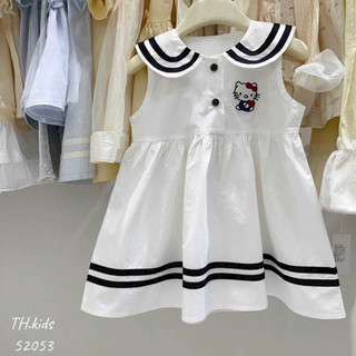 Váy thô cổ thuỷ thủ thêu hello kitty cho bé gái