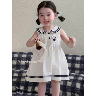 Váy thô cổ thuỷ thủ thêu hello kitty cho bé gái