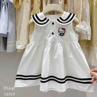 Váy thô cổ thuỷ thủ thêu hello kitty cho bé gái