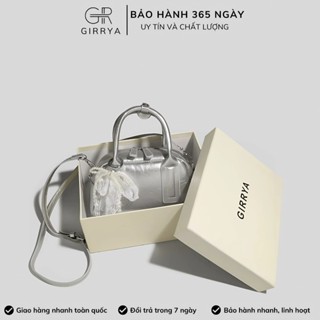  Túi xách nữ cầm tay thời trang GIRRYA M75 - Túi xách nữ đeo vai kèm nơ ren ngọc trai size 24cm form mini sang chảnh 