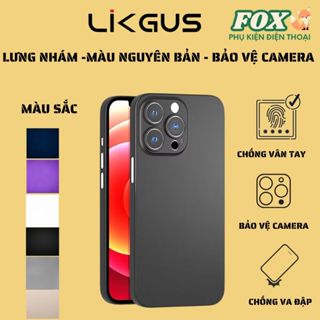 Ốp Likgus lưng độ màu đen,xám titan giống IPhone 15promax cho IPhone 11 đến 16promax