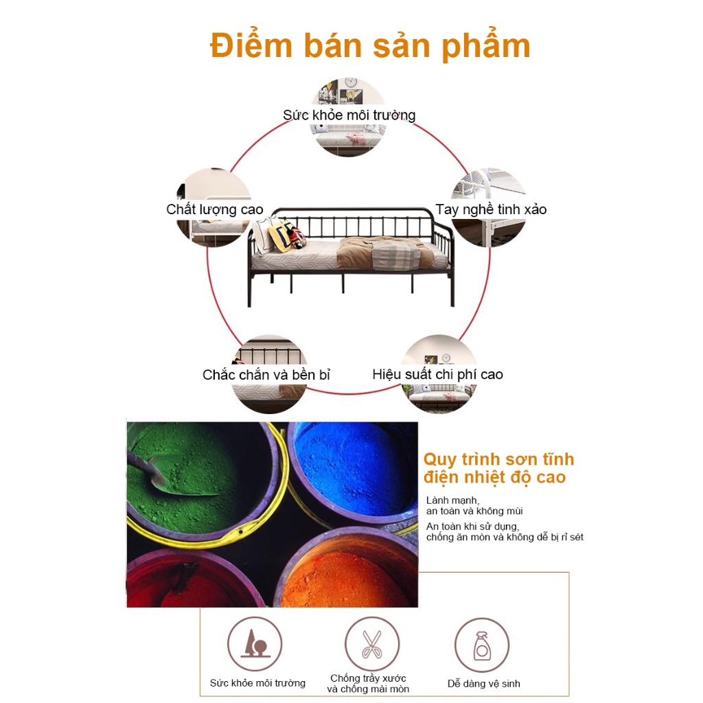 Sofa Giường Khung Sắt Đa Năng 2in1  Điều Chỉnh Thiết Kế Tối Giản Cho Căn Hộ Nhỏ | BigBuy360 - bigbuy360.vn