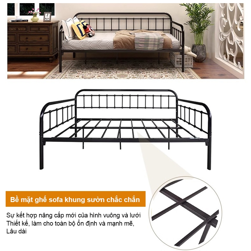 Sofa Giường Khung Sắt Đa Năng 2in1  Điều Chỉnh Thiết Kế Tối Giản Cho Căn Hộ Nhỏ | BigBuy360 - bigbuy360.vn
