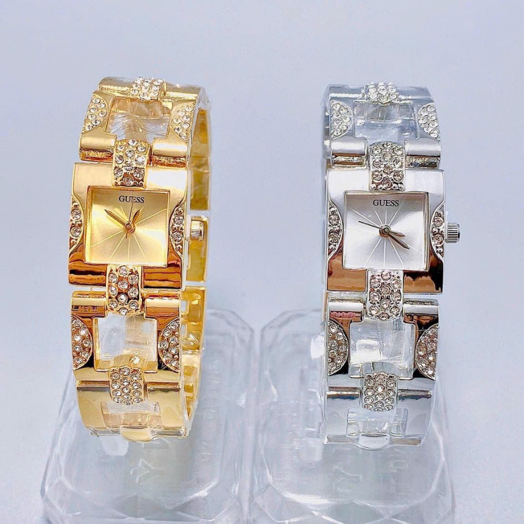 Đồng hồ nữ mặt vuông dây kim loại Gues.s, đồng hồ nữ dây kim loại kiểu lắc tay thời trang