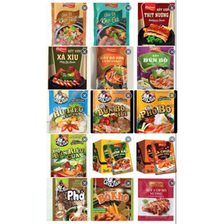 Gia vị nấu bún bò/kho thịt/cá/ứơp thịt nướng/cánh gà/chua ngọt/xá xíu/phở/bún riêu dạng gói 50gr-90gr
