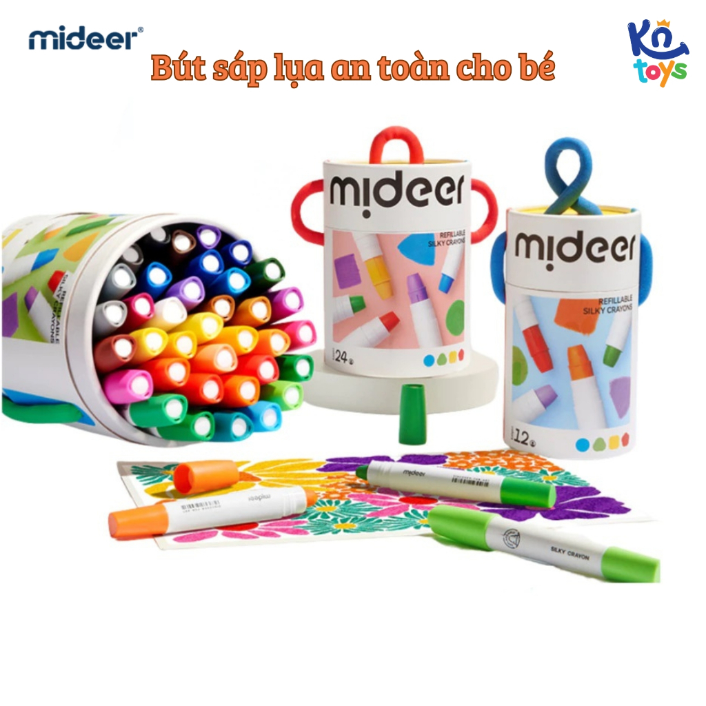 Bút Màu Sáp Lụa Tập Tô An Toàn Dễ Tẩy Rửa - Mideer Silky Crayon
