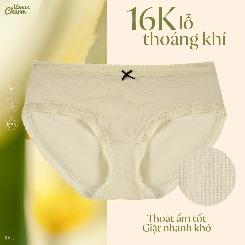 Quần lót nữ cao cấp Venus Charm thun lạnh ngàn lỗ thoáng nhẹ mát nhanh khô kháng khuẩn 8917 | BigBuy360 - bigbuy360.vn