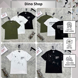  Áo Phông Nam DSQ Chữ Ngực In Lưng Hình Vảy Sơn Cực Nổi - Áo Phông DSQ In Chữ Vảy Sơn Cao Cấp 