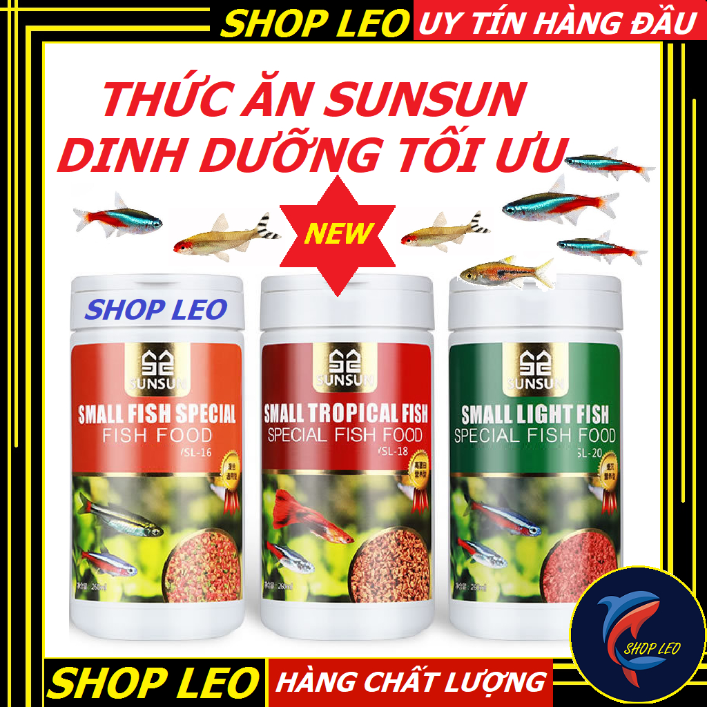 Cám Sunsun dạng hạt tăng màu cho cá nhỏ, cá neon, 7 màu, phượng hoàng-Cám cá tăng màu cho các dòng c