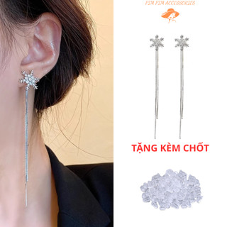  Bông tai nữ dáng dài đi tiệc cá tính khuyên tai xinh mạ bạc S925 phụ kiện trang sức 