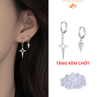  Bông tai nữ mạ bạc dáng thả cá tính khuyên xinh độc đáo phụ kiện trang sức 