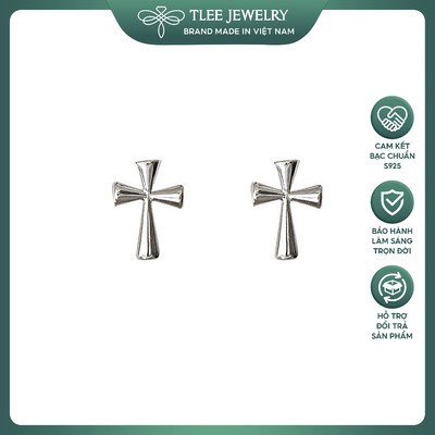 Khuyên tai bạc unisex TLEE thánh giá hình chữ thập dành thời trang cá tính TLEE JEWELRY B0553