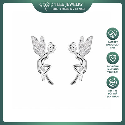 Khuyên tai bạc nữ TLEE s925 cô tiên đính đá nữ tính, thanh lịch TLEE JEWELRY B0554