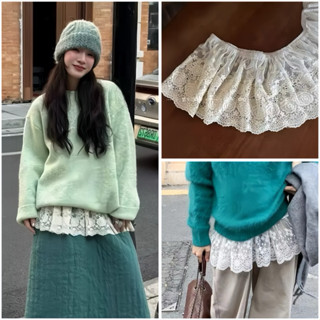  Chân váy ren nơ Chân váy ngắn nữ ren viền thời trang Hàn Quốc 2025 