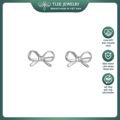 Bông tai bạc nữ TLEE nơ trơn thắt chéo s925 đơn giản, cá tính TLEE JEWELRY B0563