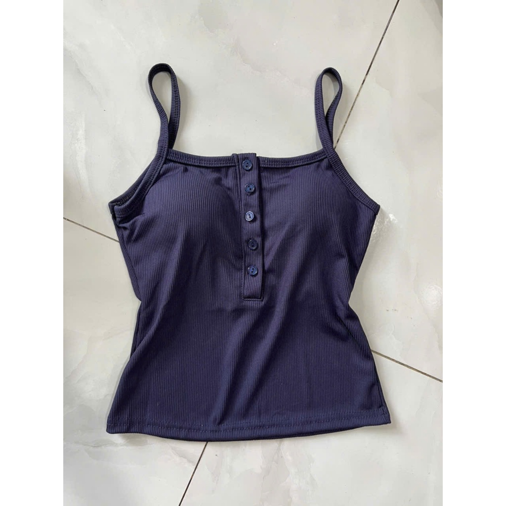 (KÈM MÚT) Áo 2 dây thun tăm có cúc trước kèm mút đệm quai nhỏ MILASU 234 | BigBuy360 - bigbuy360.vn