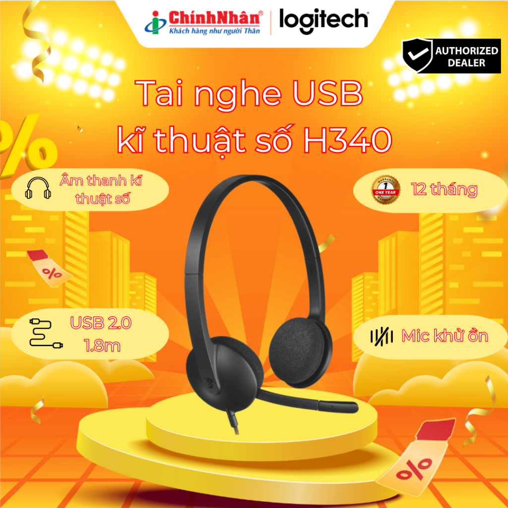 Tai nghe Logitech H340 USB – Mic chống ồn, học tập & làm việc online mượt mà