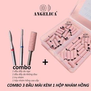  Combo Đầu Mài Nhám Hồng Kèm 1 Lõi Đầu Mài Trụ  Đầu Mài Nhám Mini Chuyên Dụng Làm Nail Phụ Kiện Nail Cao Cấp 