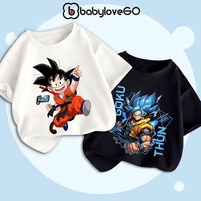 BST Áo Dragon Ball 2026 Áo thun bé trai BabyloveGO áo phông cộc tay nhiều màu in hoạt hình vui nhộn