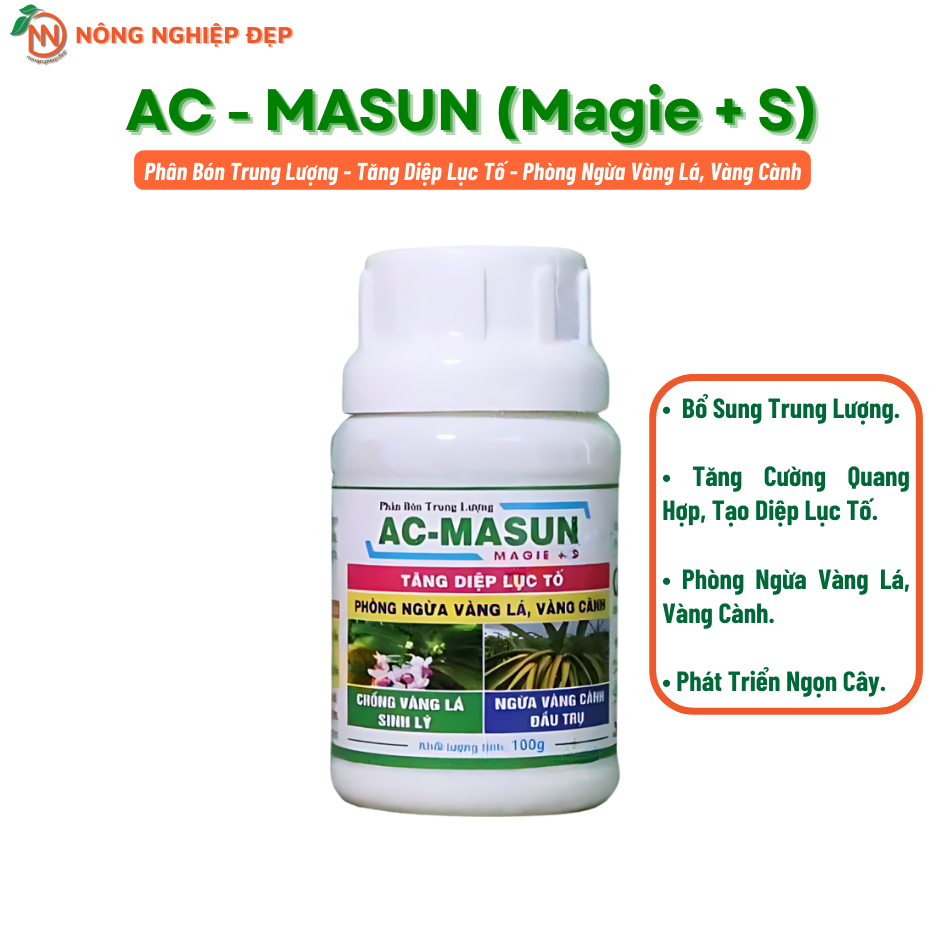 Phân Bón AC MASUN Hũ 100g – Phân Bón Trung Lượng Manhe - Sunfat Chống Vàng Lá, Vàng Cành