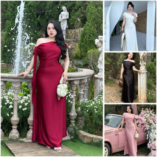 [ CHUBBY BIGSIZE ] Đầm lụa lệch vai kèm dây bigsize từ 40-100kg - Đầm dự tiệc - Đầm đi tiệc bigsize thiết kế