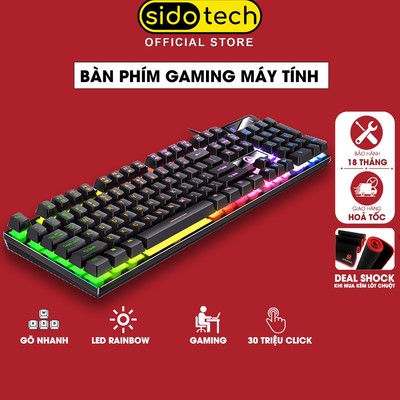 Bàn phím máy tính có dây gaming SIDOTECH K500 giả cơ led rainbow full size 104 key cho laptop pc làm việc chơi game