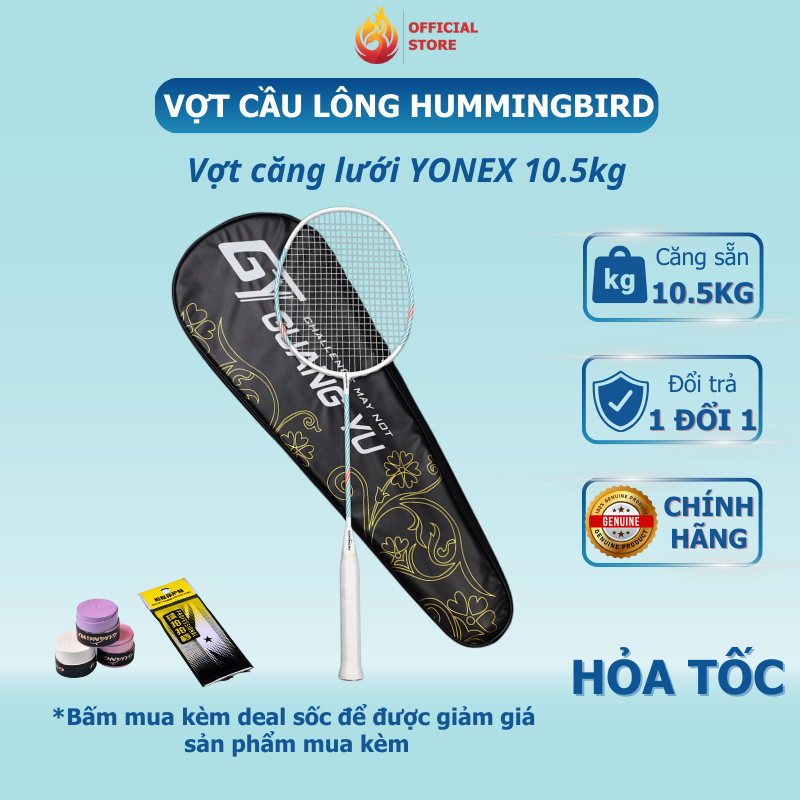 Vợt cầu lông Guang Yu Hummingbird chính hãng, vợt cầu lông căng sẵn 10,5kg tặng kèm bao đựng