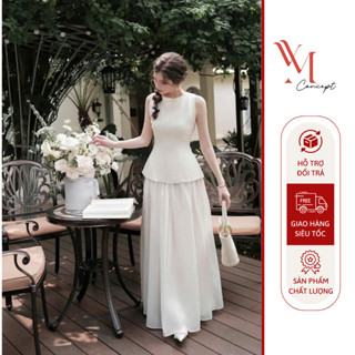 YM Concept Set Áo Sát Nách Và Chân Váy Tơ Dáng Xoè Nhẹ Nhàng Tôn Dáng Thanh Lịch D1219