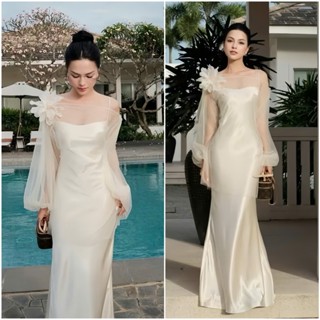 (Kèm tag hoa) Set lụa đuôi cá choàng lưới Y40 sang trọng siêu tôn dáng dành đi tiệc, đi cưới, hẹn hò xu hướng - Akara