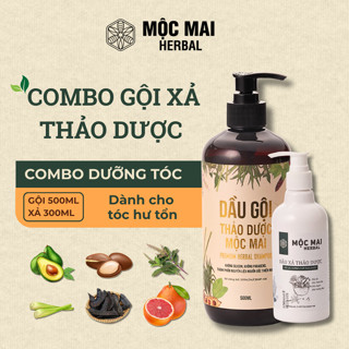 Combo Dầu Gội Và Dầu Xả Thảo Dược Mộc Mai Herbal - Hỗ Trợ Mọc Tóc, Giảm Rụng, Dưỡng Tóc Suôn Mượt Dành Cho Da Khô