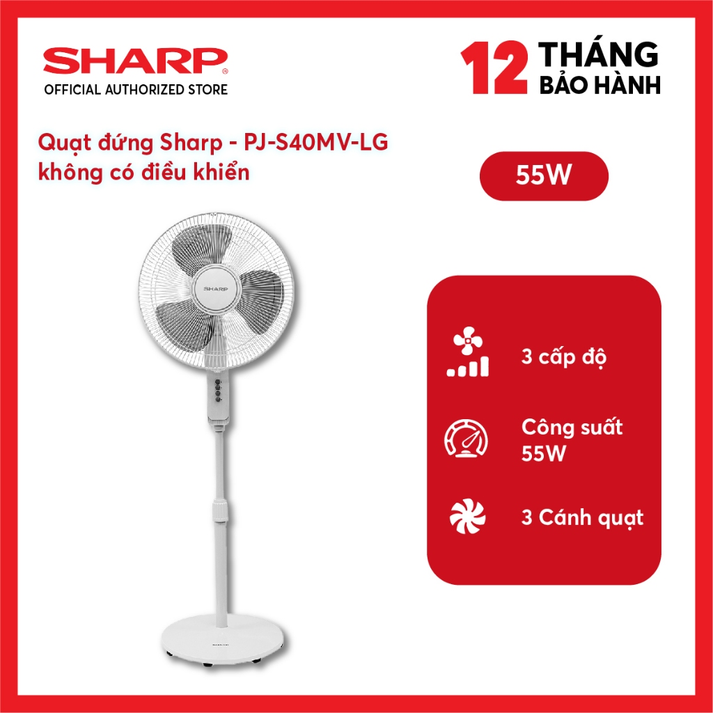 Quạt đứng Sharp PJ-S40MV-LG Không có điều khiển