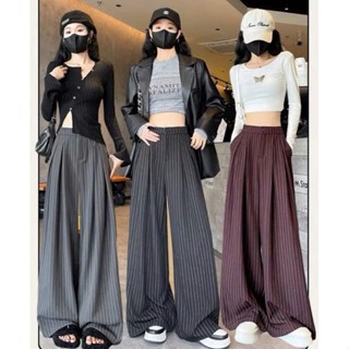 Quần Ống Rộng Kẻ Sọc Phong Cách Hàn Quốc Chất Gold Hàn Dầy Dặn Mềm Mát Lưng Chun Sau Co Dãn MA57