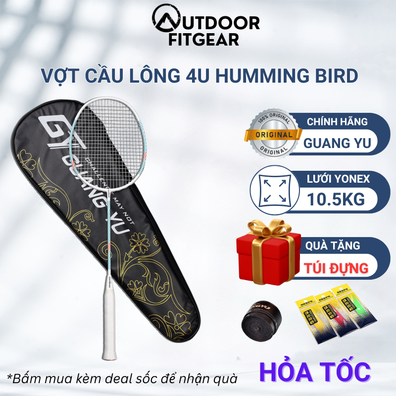 Vợt cầu lông Guang Yu Humming Bird chính hãng, vợt cầu lông căng sẵn 10,5kg tặng kèm bao đựng
