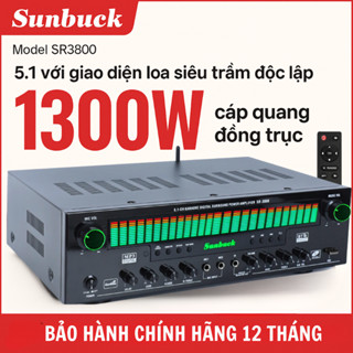 Amply Bluetooth 5.1 Sunbuck SR- 3800 công suất cao, có kết nối cổng quang, kết nối sub hơi, Bảo hành 12 tháng
