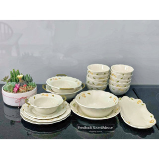 Set bát đĩa thanh liễu tráng men bóng gốm sứ cao cấp phong cách Nhật Bản cho gia đình