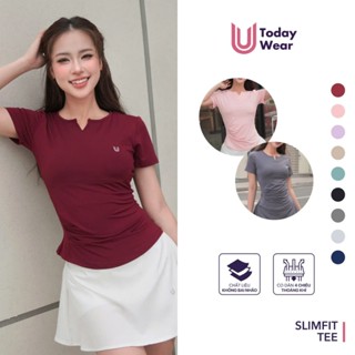 Áo tập gym yoga nữ Slimfit Tee cổ V ngắn tay chất liệu co giãn thấm hút mồ hôi Today U Wear