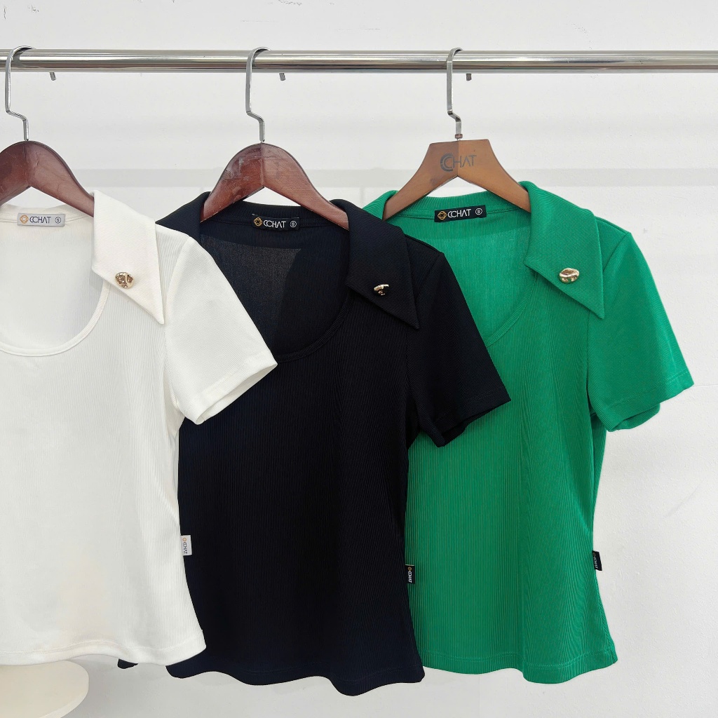 Áo Thun Nữ 𝐂𝐂𝐇𝐀𝐓 Dáng Ôm Kiểu Marino Basic Chất Liệu Thun Co Giãn Cao Cấp 15TNC2028OT | BigBuy360 - bigbuy360.vn