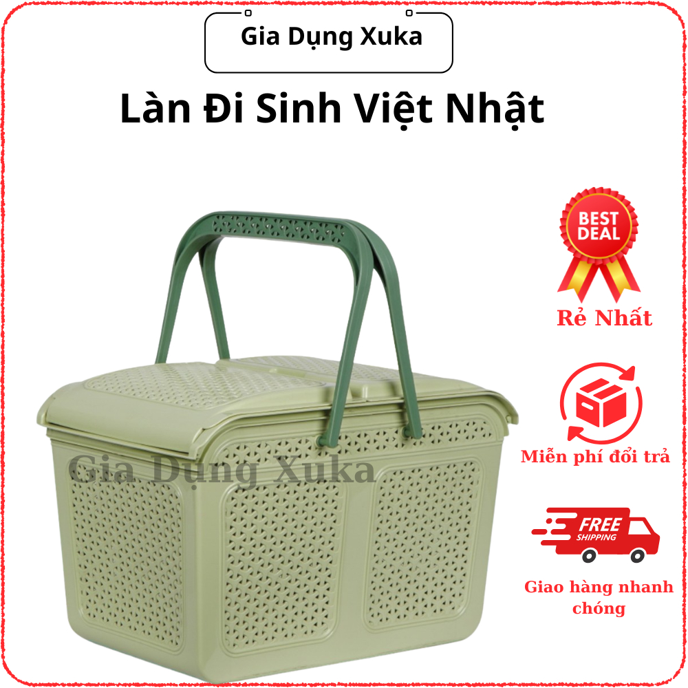 [Mẫu Mới] Giỏ Đi Sinh Cho Mẹ Bầu Nhựa Việt Nhật Có Nắp & Quai Xách Đựng Đồ Sơ Sinh, Quần Áo Cho Bé