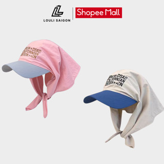Mũ lưỡi trai thêu chữ trùm đầu chống nắng nam nữ LOULI SAIGON, nón lưỡi trai khăn cột thêu chữ đi biển camping M92
