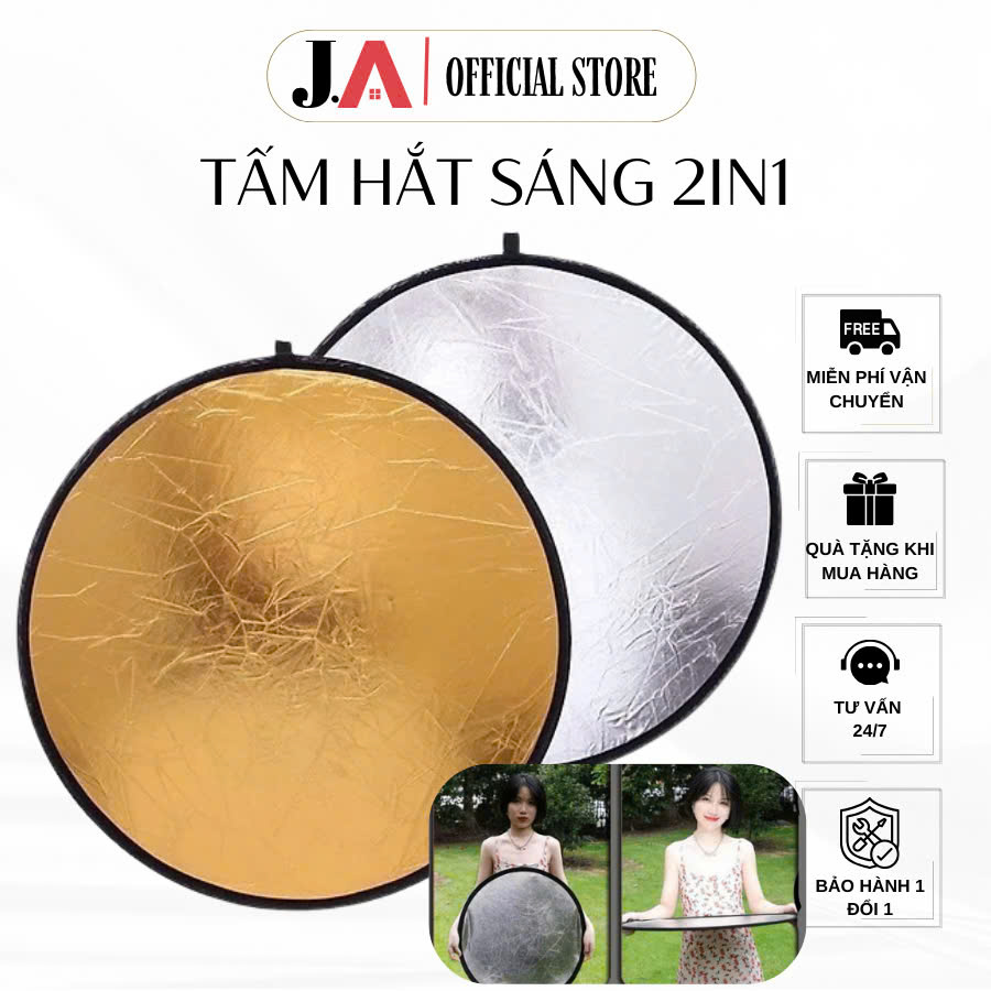 Tấm Hắt Sáng 2in1 Tròn, Miếng Hắt Sáng 2 Trong 1 Chụp Ảnh Chuyên Nghiệp, Size Tròn 60/80cm, Chống Th