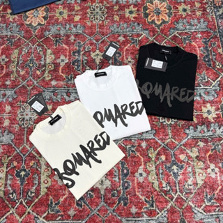  Áo phông nam nữ Premium cotton Dsq2 ngực in chữ nổi vảy kim tuyến wash rách toàn thân 