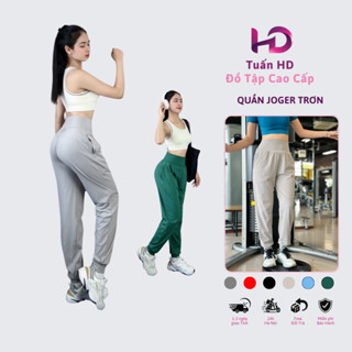 Quần Jogger Trơn Thể Thao Nữ Tập Gym, Yoga, Chạy Bộ Vải Thun Poly Ống Rộng Bo Gấu Thoáng Mát