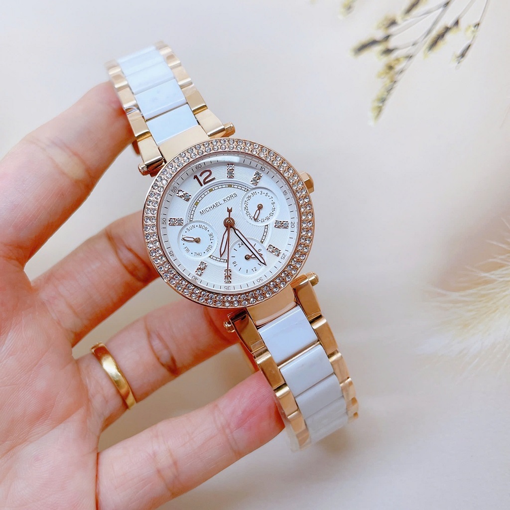 Đồng Hồ Michael Kors Nữ MK6261 Đính Đá Vỏ Rose Gold Size 33mm