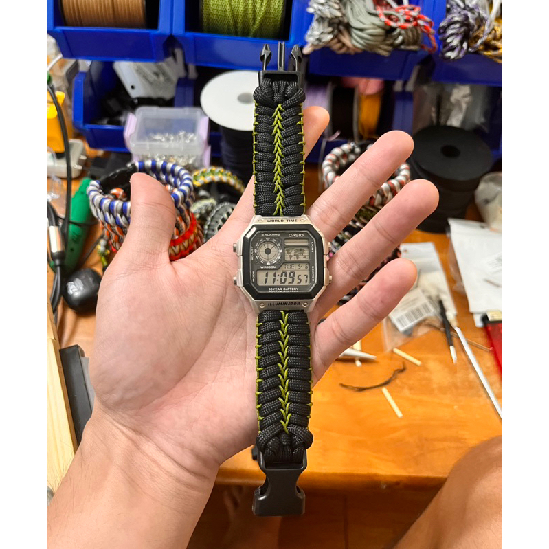 Pannacord - Dây paracord handmade đeo đồng hồ Casio AE-1200WHD ( 18mm)