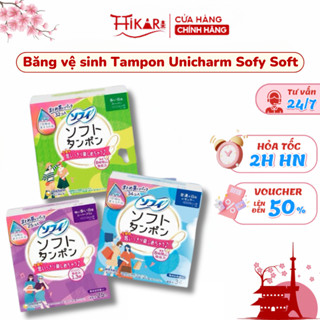 Băng vệ sinh Tampon Unicharm Sofy Soft Nhật Bản siêu thấm hút, khô thoáng, dịu nhẹ.